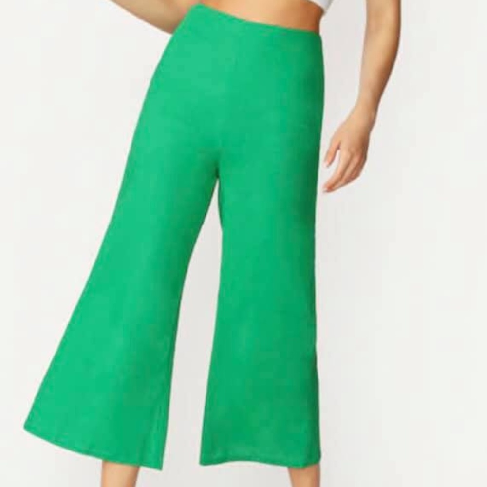 Green Flare Cropped Pants